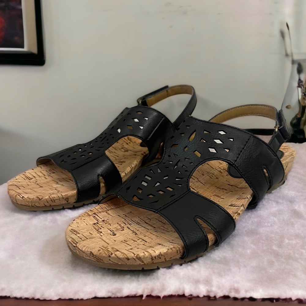Sofft EuroSoft Sandals Meadow Black Size 7.5 M EUC